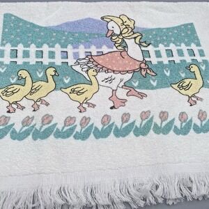 Vintage Cannon Dish Towel Mother Goose Kitchen Country Bonnet 1980s USA Made